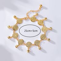 Wholesale Jewelry Vintage Style Portrait Round Copper 18k Gold Plated Anklet sku image 2