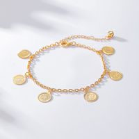 Wholesale Jewelry Vintage Style Portrait Round Copper 18k Gold Plated Anklet main image 2