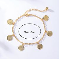 Wholesale Jewelry Vintage Style Portrait Round Copper 18k Gold Plated Anklet sku image 1