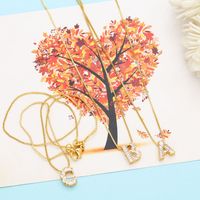 Basic Simple Style Letter Stainless Steel Copper Plating Inlay Zircon 18k Gold Plated Pendant Necklace main image 2