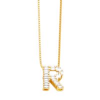 Basic Simple Style Letter Stainless Steel Copper Plating Inlay Zircon 18k Gold Plated Pendant Necklace sku image 9