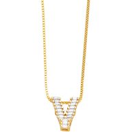 Basic Simple Style Letter Stainless Steel Copper Plating Inlay Zircon 18k Gold Plated Pendant Necklace sku image 11
