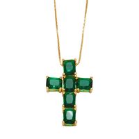 Retro Simple Style Cross Stainless Steel Copper Plating Inlay Zircon 18k Gold Plated Pendant Necklace main image 6