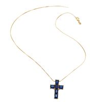 Retro Simple Style Cross Stainless Steel Copper Plating Inlay Zircon 18k Gold Plated Pendant Necklace main image 3