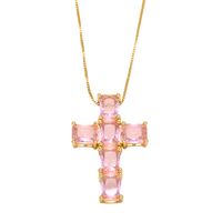 Retro Simple Style Cross Stainless Steel Copper Plating Inlay Zircon 18k Gold Plated Pendant Necklace sku image 1