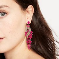 Glam Leaf Water Droplets Alloy Inlay Rhinestones Glass Stone Women's Drop Earrings main image 1
