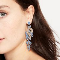 Glam Leaf Water Droplets Alloy Inlay Rhinestones Glass Stone Women's Drop Earrings main image 3