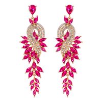 Glam Leaf Water Droplets Alloy Inlay Rhinestones Glass Stone Women's Drop Earrings main image 4