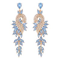 Glam Leaf Water Droplets Alloy Inlay Rhinestones Glass Stone Women's Drop Earrings main image 5