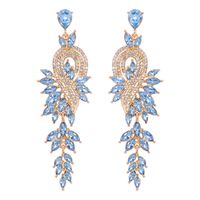 Glam Leaf Water Droplets Alloy Inlay Rhinestones Glass Stone Women's Drop Earrings sku image 13