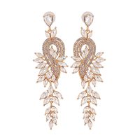 Glam Leaf Water Droplets Alloy Inlay Rhinestones Glass Stone Women's Drop Earrings sku image 10