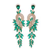 Glam Leaf Water Droplets Alloy Inlay Rhinestones Glass Stone Women's Drop Earrings sku image 2