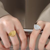Casual Classic Style Shell Titanium Steel Plating 18k Gold Plated Rings main image 8