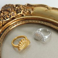 Casual Classic Style Shell Titanium Steel Plating 18k Gold Plated Rings main image 1