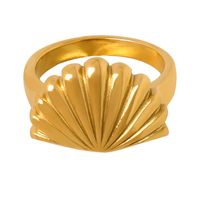 Casual Classic Style Shell Titanium Steel Plating 18k Gold Plated Rings main image 5