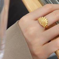 Casual Classic Style Shell Titanium Steel Plating 18k Gold Plated Rings main image 2