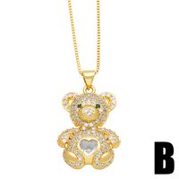 Cute Sweet Little Bear Stainless Steel Copper Plating Inlay Zircon 18k Gold Plated Pendant Necklace main image 3