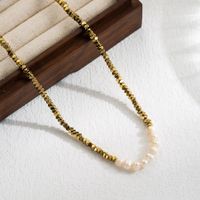 Casual Vacation Irregular Stainless Steel Natural Stone Freshwater Pearl Plating 18k Gold Plated Necklace sku image 2
