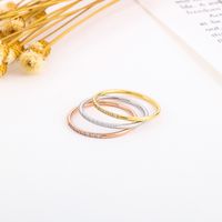 Titanium Steel 18K Gold Plated Simple Style Inlay Solid Color Rhinestones Rings main image 3