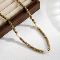 Casual Vacation Irregular Stainless Steel Natural Stone Freshwater Pearl Plating 18k Gold Plated Necklace sku image 4