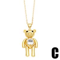 Mignon Ours Acier Inoxydable Le Cuivre Incruster Zircon Plaqué Or 18k Pendentif sku image 2