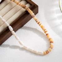 Vacation Classic Style Irregular Color Block Stainless Steel Natural Stone Freshwater Pearl Plating 18k Gold Plated Necklace sku image 6