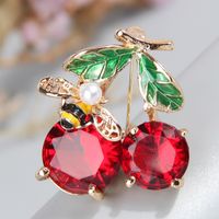 Elegant Sweet Cherry Bee Alloy Inlay Glass Women's Brooches 1 Piece sku image 1