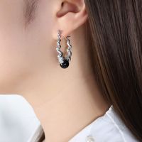 1 Pair Retro Commute Spiral Stripe Titanium Steel Plating Inlay Glass Bead 18k Gold Plated Earrings main image 7