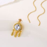 Stainless Steel 18K Gold Plated Elegant Plating Inlay Dreamcatcher Zircon Pendant Necklace main image 4
