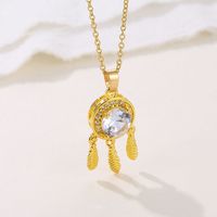 Stainless Steel 18K Gold Plated Elegant Plating Inlay Dreamcatcher Zircon Pendant Necklace main image 1