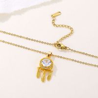 Stainless Steel 18K Gold Plated Elegant Plating Inlay Dreamcatcher Zircon Pendant Necklace main image 3