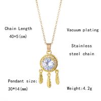Stainless Steel 18K Gold Plated Elegant Plating Inlay Dreamcatcher Zircon Pendant Necklace main image 2