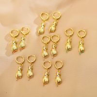 1 Pair Simple Style Commute Palm Plating Inlay Copper Diamond Gold Plated Drop Earrings main image 1