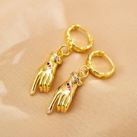 1 Pair Simple Style Commute Palm Plating Inlay Copper Diamond Gold Plated Drop Earrings sku image 4