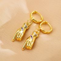 1 Pair Simple Style Commute Palm Plating Inlay Copper Diamond Gold Plated Drop Earrings sku image 5
