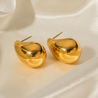 1 Pair Simple Style Water Droplets Plating Stainless Steel 18k Gold Plated Earrings main image 5