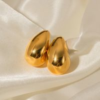 1 Pair Simple Style Water Droplets Plating Stainless Steel 18k Gold Plated Earrings main image 4