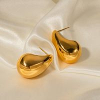 1 Pair Simple Style Water Droplets Plating Stainless Steel 18k Gold Plated Earrings main image 2