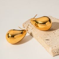 1 Pair Simple Style Water Droplets Plating Stainless Steel 18k Gold Plated Earrings sku image 1