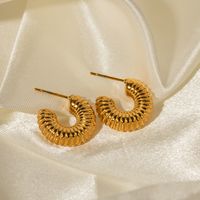 1 Pair Ig Style C Shape Plating Stainless Steel 18k Gold Plated Ear Studs main image 3