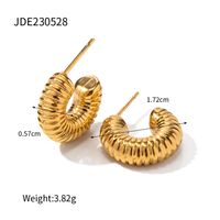 1 Paire Style Ig Forme C Placage Acier Inoxydable Plaqué Or 18k Boucles D'oreilles sku image 1