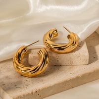 1 Pair Ig Style C Shape Plating Stainless Steel 18k Gold Plated Ear Studs main image 2