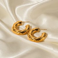 1 Pair Ig Style C Shape Plating Stainless Steel 18k Gold Plated Ear Studs main image 5