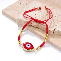 Classical Retro Simple Style Devil's Eye Oval Glass Patchwork Gold Plated Women's Bracelets main image 2