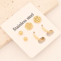 1 Set Commute Star Heart Shape Plating Stainless Steel 18K Gold Plated Earrings Ear Studs main image 10