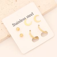 1 Set Commute Star Heart Shape Plating Stainless Steel 18K Gold Plated Earrings Ear Studs sku image 6