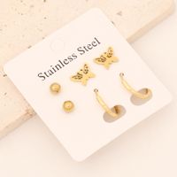 1 Set Commute Star Heart Shape Plating Stainless Steel 18K Gold Plated Earrings Ear Studs sku image 8