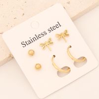 1 Set Commute Star Heart Shape Plating Stainless Steel 18K Gold Plated Earrings Ear Studs main image 8