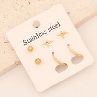 1 Set Commute Star Heart Shape Plating Stainless Steel 18K Gold Plated Earrings Ear Studs main image 1
