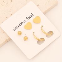 1 Set Commute Star Heart Shape Plating Stainless Steel 18K Gold Plated Earrings Ear Studs main image 4